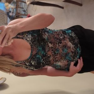 Wet seal rose mesh tank top